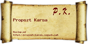 Propszt Karsa névjegykártya